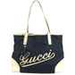 GUCCI 170007 Logo Leather Nylon Shoulder Bag with Charm Leather/Canvas Unisex Navy