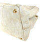 PRADA Canapa logo Bag Tote Bag Hand Bag cotton WhiteBased Used