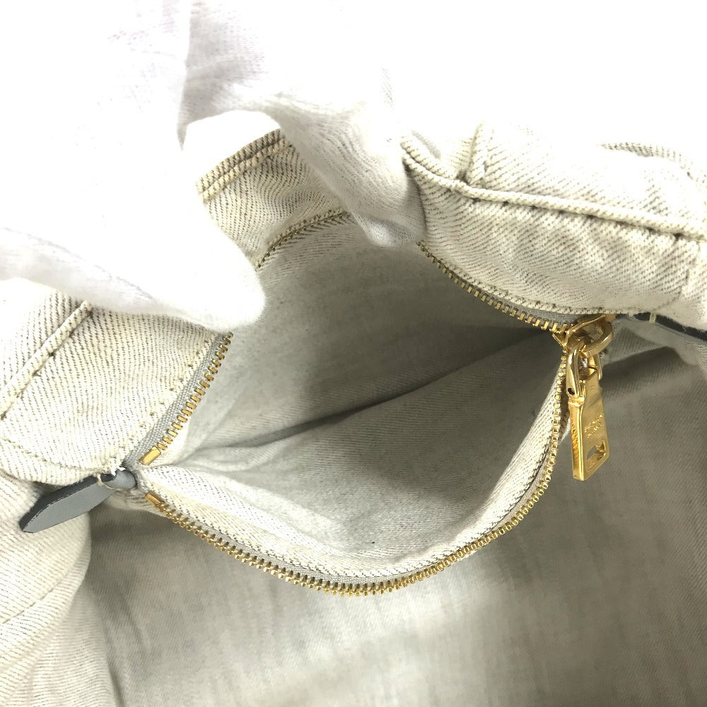PRADA Canapa logo Bag Tote Bag Hand Bag cotton WhiteBased Used