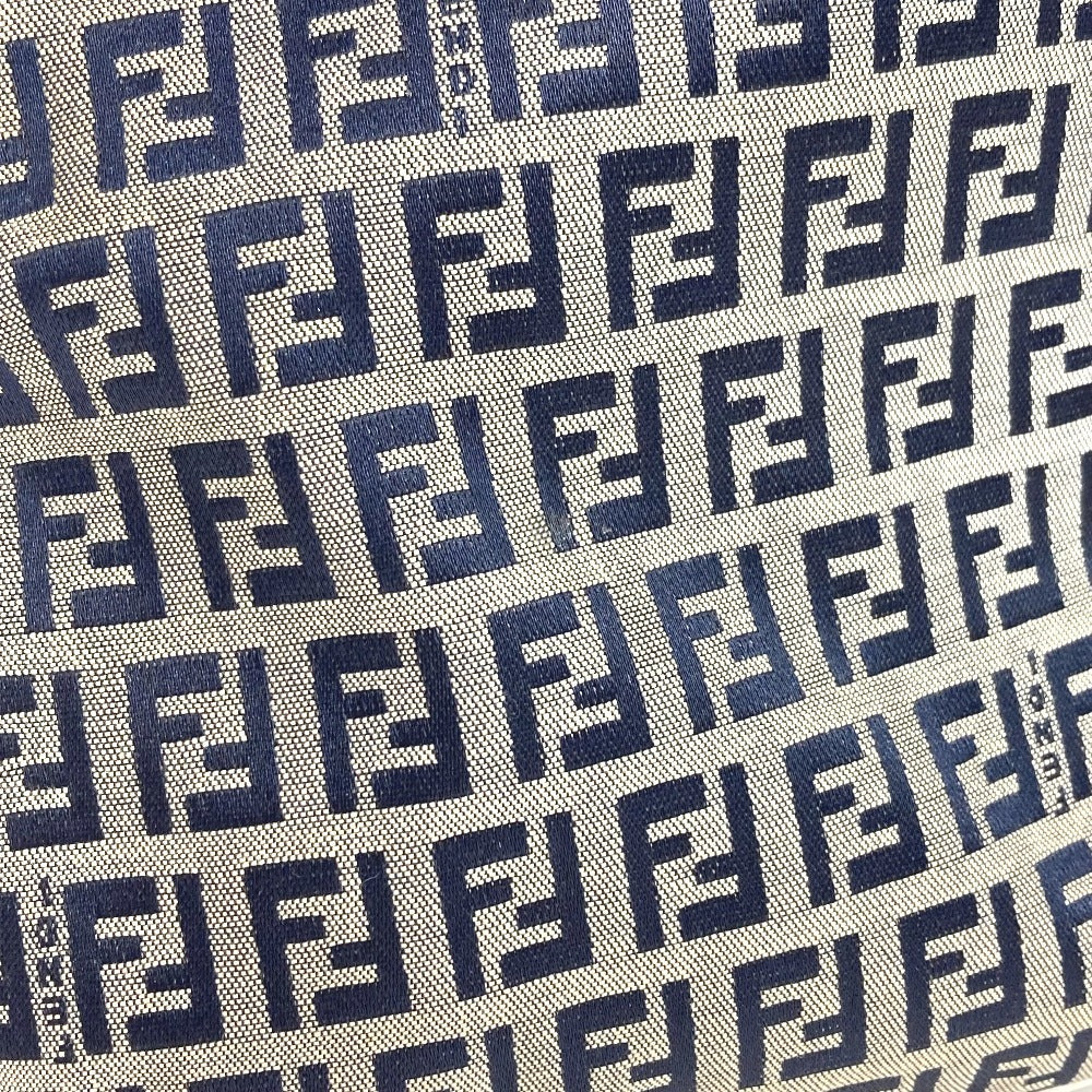 FENDI Zucchino logo flap Bag, shoulder bag, flap bag Shoulder Bag Leather/Canvas Navy/White Used