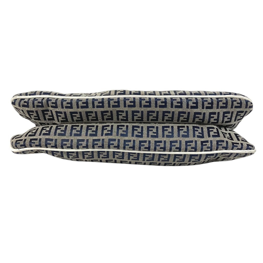 FENDI Zucchino logo flap Bag, shoulder bag, flap bag Shoulder Bag Leather/Canvas Navy/White Used