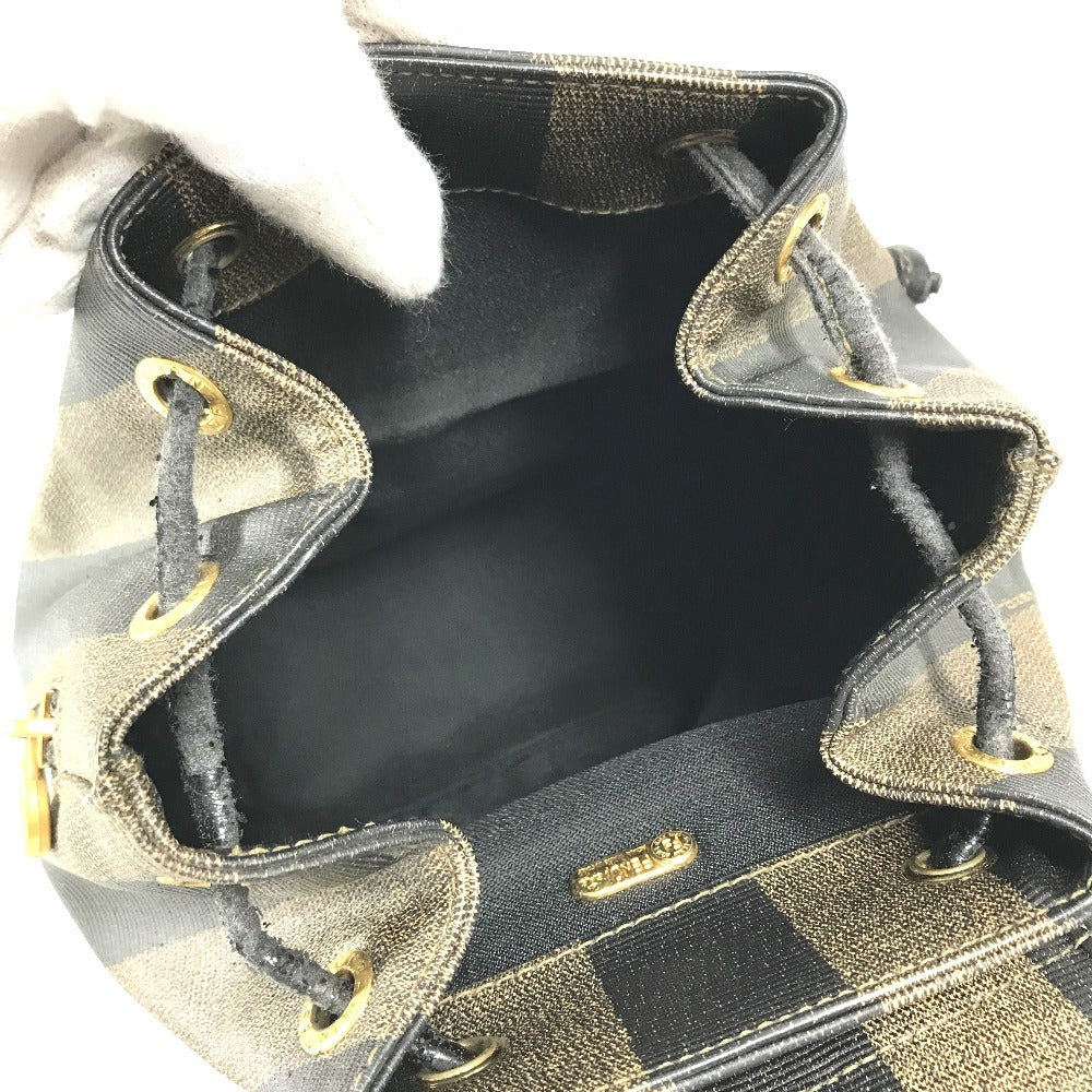 FENDI vintage Pecan logo bag backpack Backpack PVC/Leather khaki/Black Used