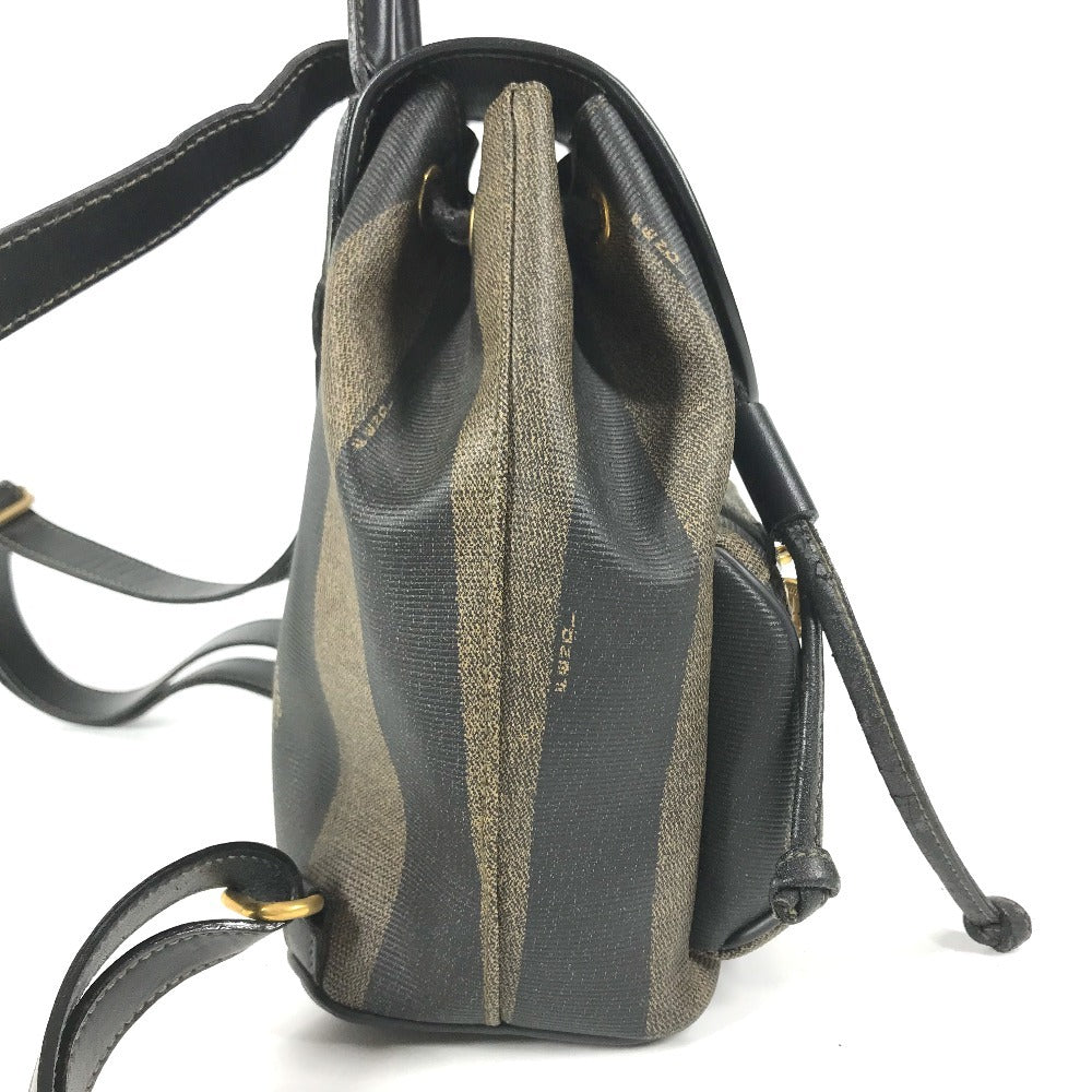 FENDI vintage Pecan logo bag backpack Backpack PVC/Leather khaki/Black Used