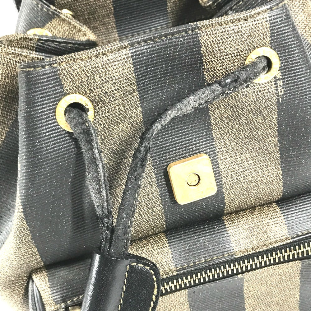 FENDI vintage Pecan logo bag backpack Backpack PVC/Leather khaki/Black Used