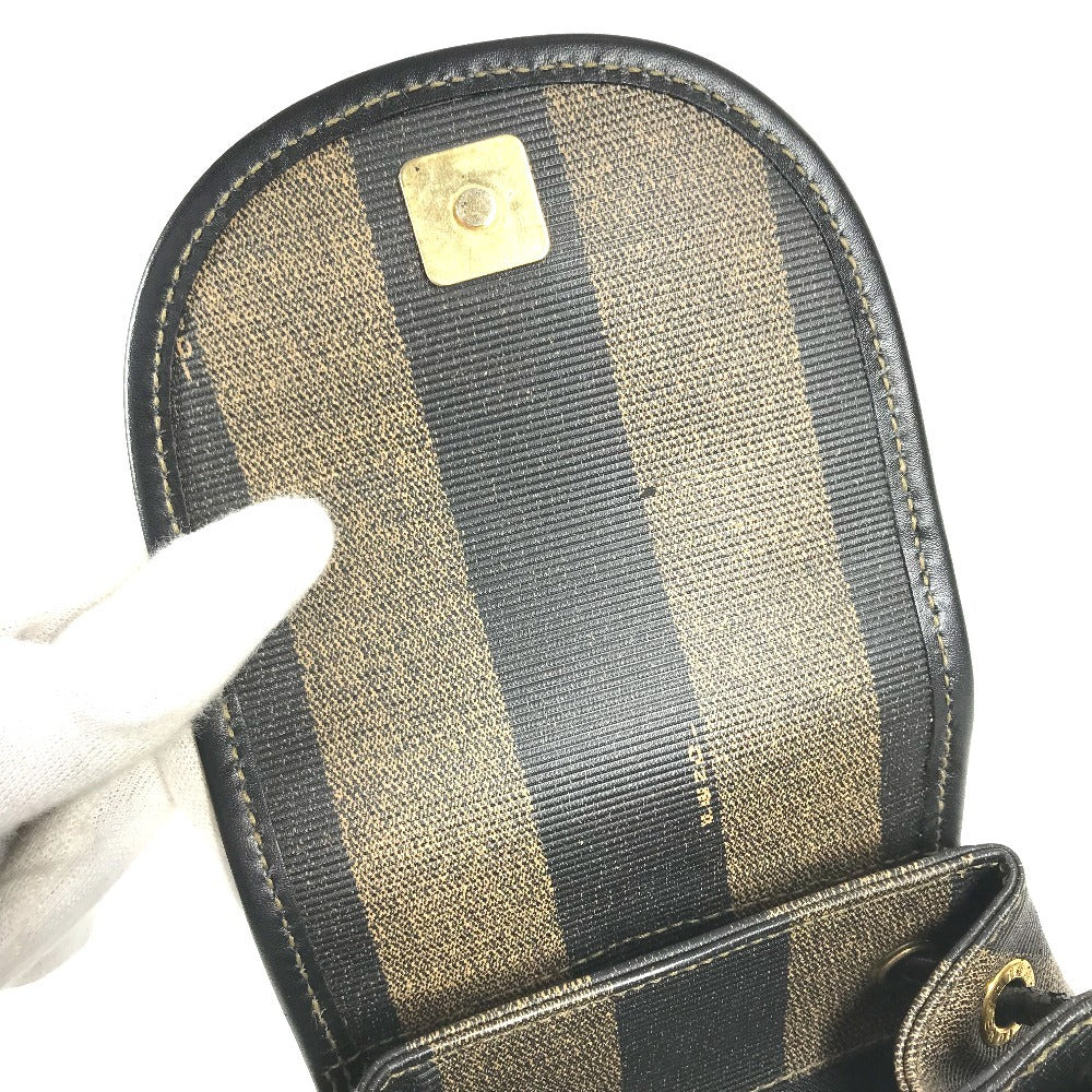 FENDI vintage Pecan logo bag backpack Backpack PVC/Leather khaki/Black Used