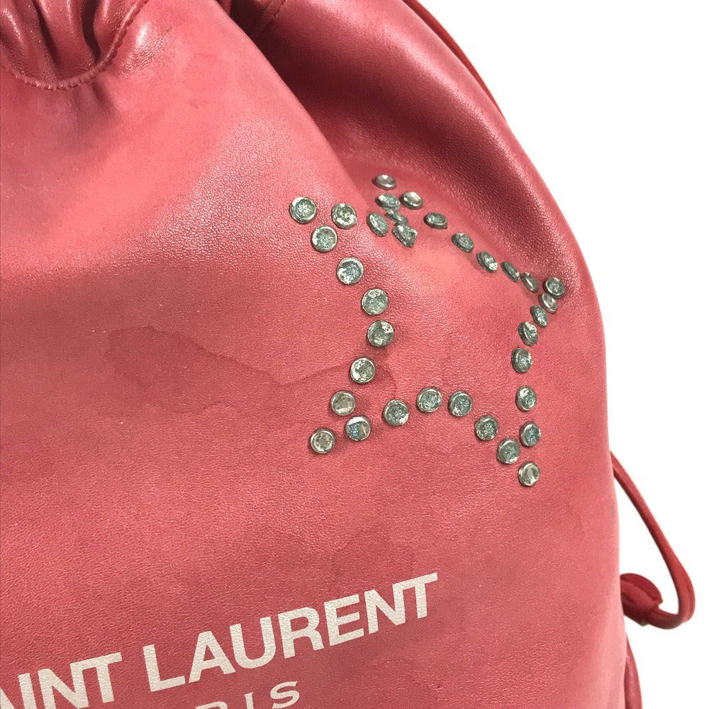 SAINT LAURENT PARIS 538448 Teddy Stud Logo Heart Star Bag, Crossbody Chain Bag, Drawstring Bag Shoulder Bag Leather Red Used