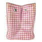 MIUMIU ロゴ Check Bag Tote Bag Hand Bag Leather/Canvas pink/White Used