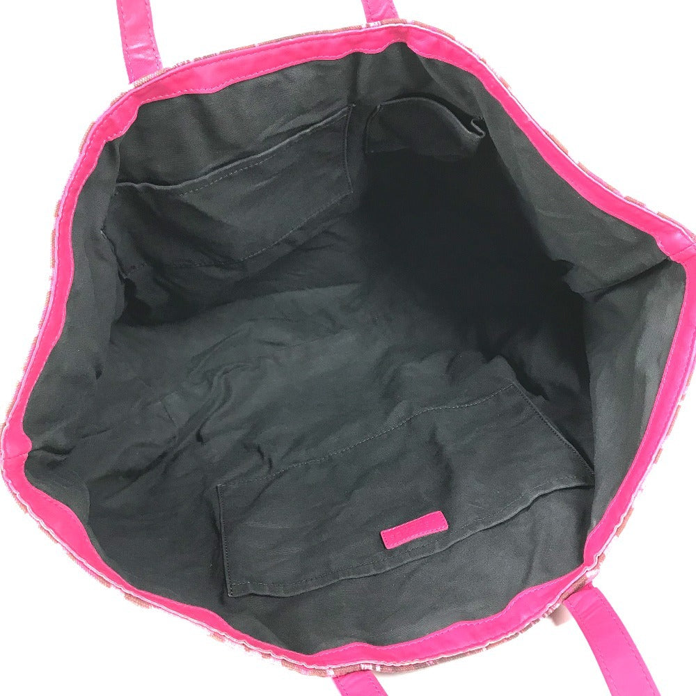 VERSACE Logo Bag Tote Bag shawl Shoulder Bag Leather/Canvas pink/Yellow Based Used