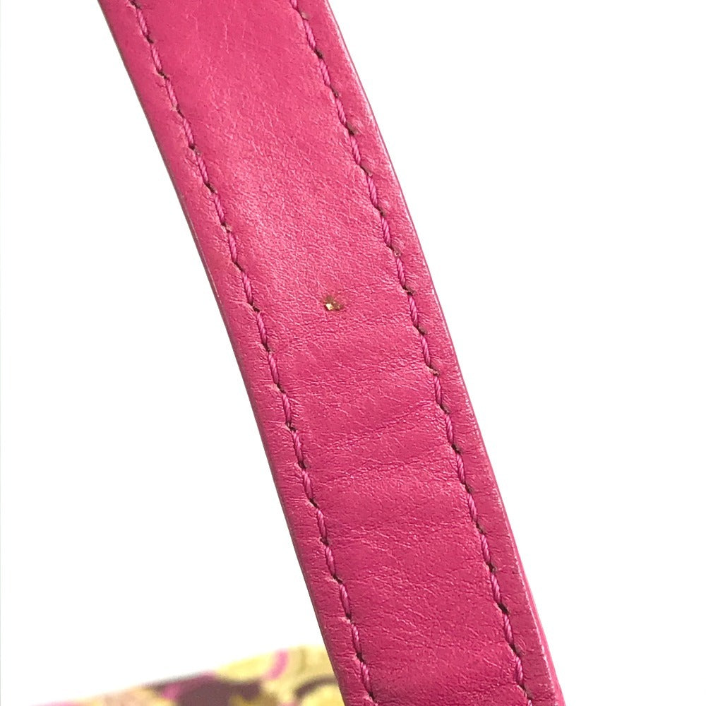 VERSACE Logo Bag Tote Bag shawl Shoulder Bag Leather/Canvas pink/Yellow Based Used