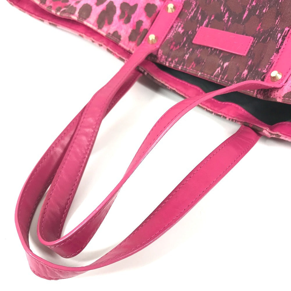 VERSACE Logo Bag Tote Bag shawl Shoulder Bag Leather/Canvas pink/Yellow Based Used