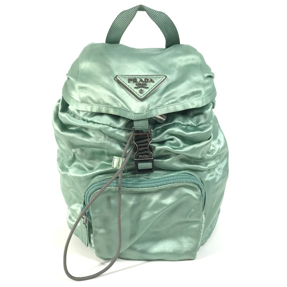 PRADA triangle logo triangle logo plate bag backpack Backpack Satin Green Used