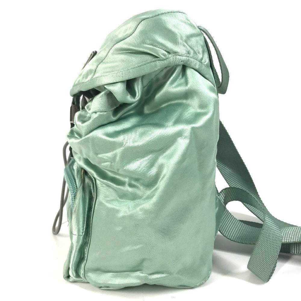 PRADA triangle logo triangle logo plate bag backpack Backpack Satin Green Used