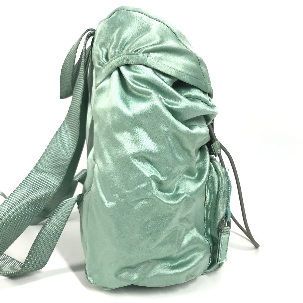 PRADA triangle logo triangle logo plate bag backpack Backpack Satin Green Used