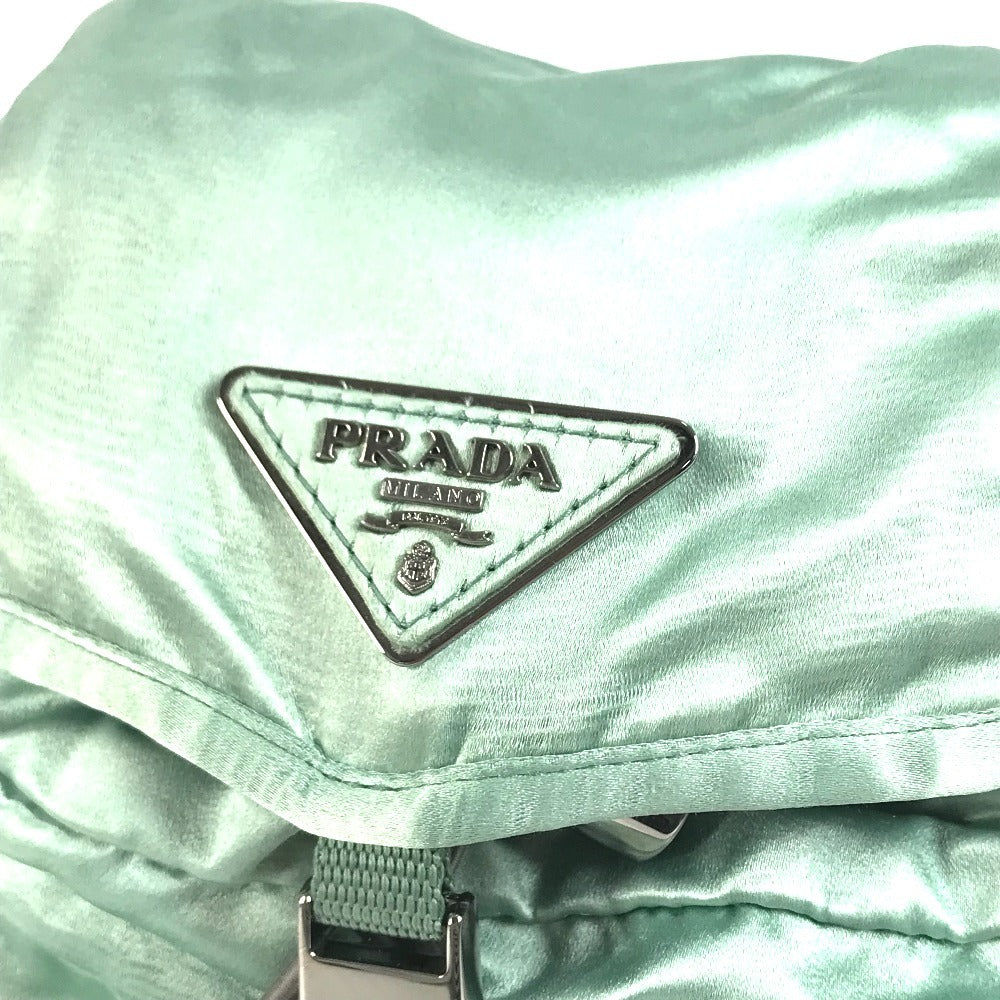 PRADA triangle logo triangle logo plate bag backpack Backpack Satin Green Used