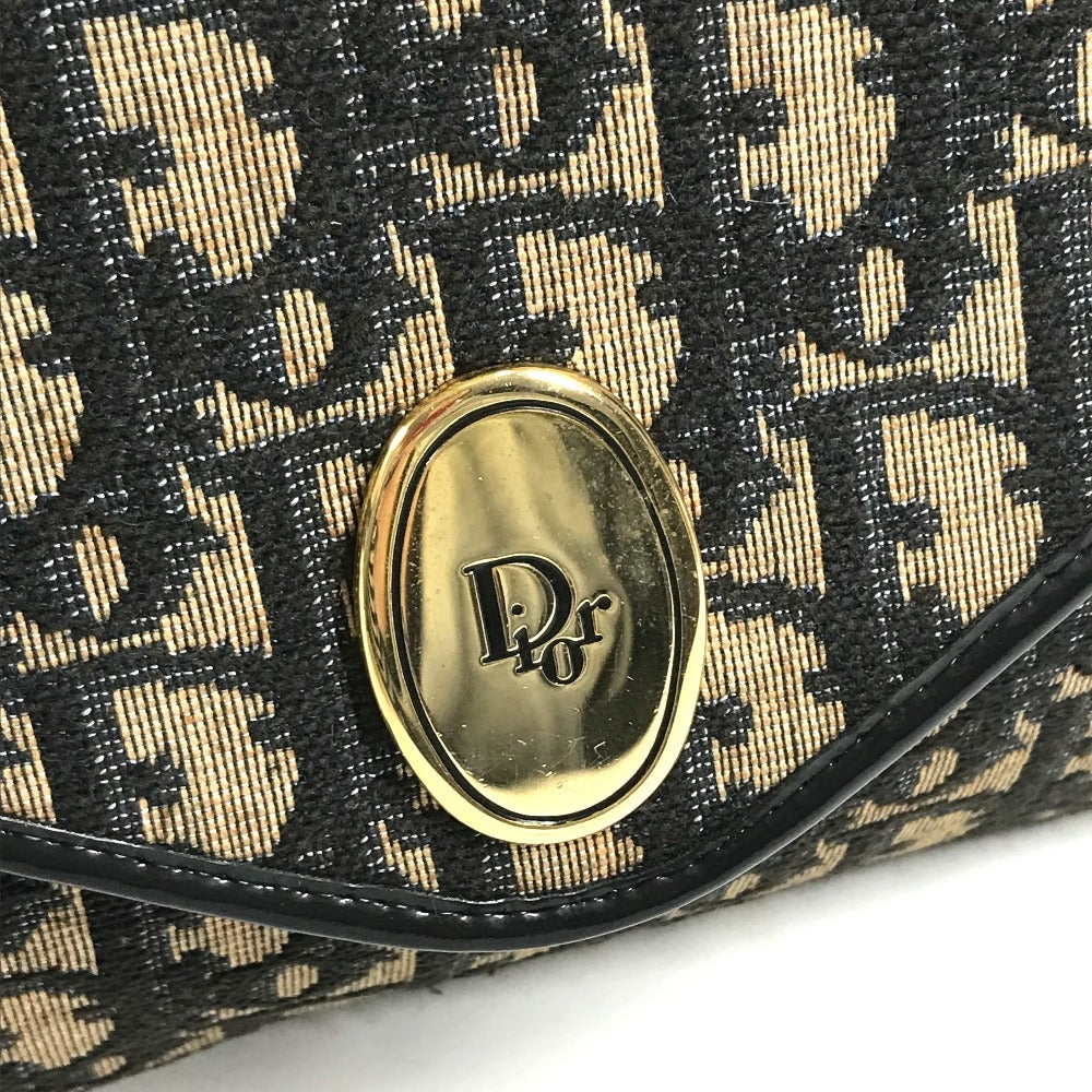 Dior vintage Trotter logo Shoulder bag, flap shoulder bag, 2-way bag, clutch bag Shoulder Bag Leather/Canvas Navy Used