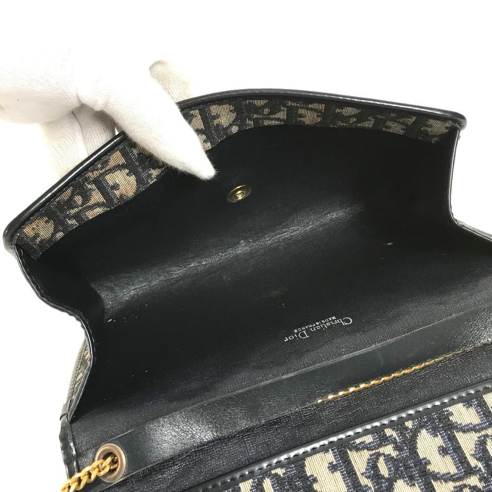 Dior vintage Trotter logo Shoulder bag, flap shoulder bag, 2-way bag, clutch bag Shoulder Bag Leather/Canvas Navy Used