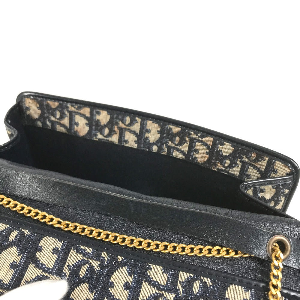 Dior vintage Trotter logo Shoulder bag, flap shoulder bag, 2-way bag, clutch bag Shoulder Bag Leather/Canvas Navy Used