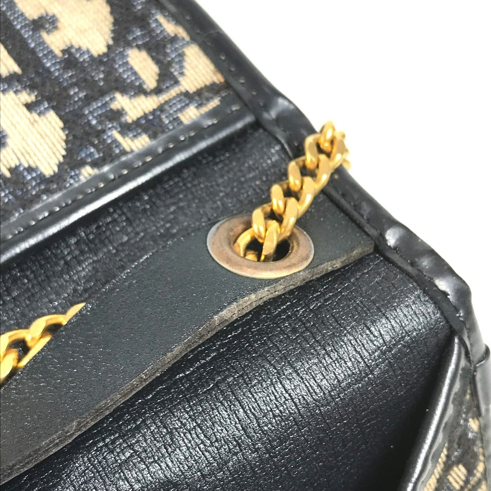 Dior vintage Trotter logo Shoulder bag, flap shoulder bag, 2-way bag, clutch bag Shoulder Bag Leather/Canvas Navy Used