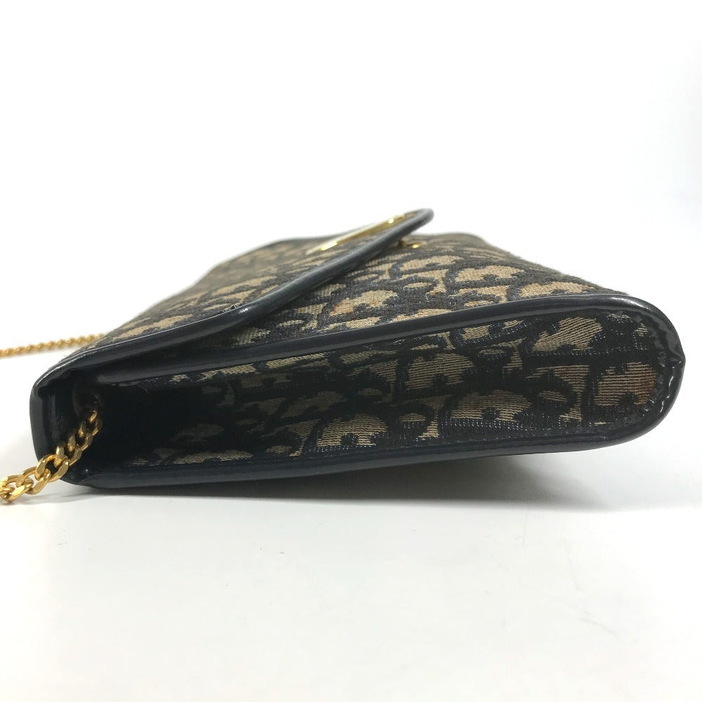 Dior vintage Trotter logo Shoulder bag, flap shoulder bag, 2-way bag, clutch bag Shoulder Bag Leather/Canvas Navy Used