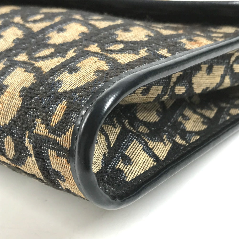 Dior vintage Trotter logo Shoulder bag, flap shoulder bag, 2-way bag, clutch bag Shoulder Bag Leather/Canvas Navy Used