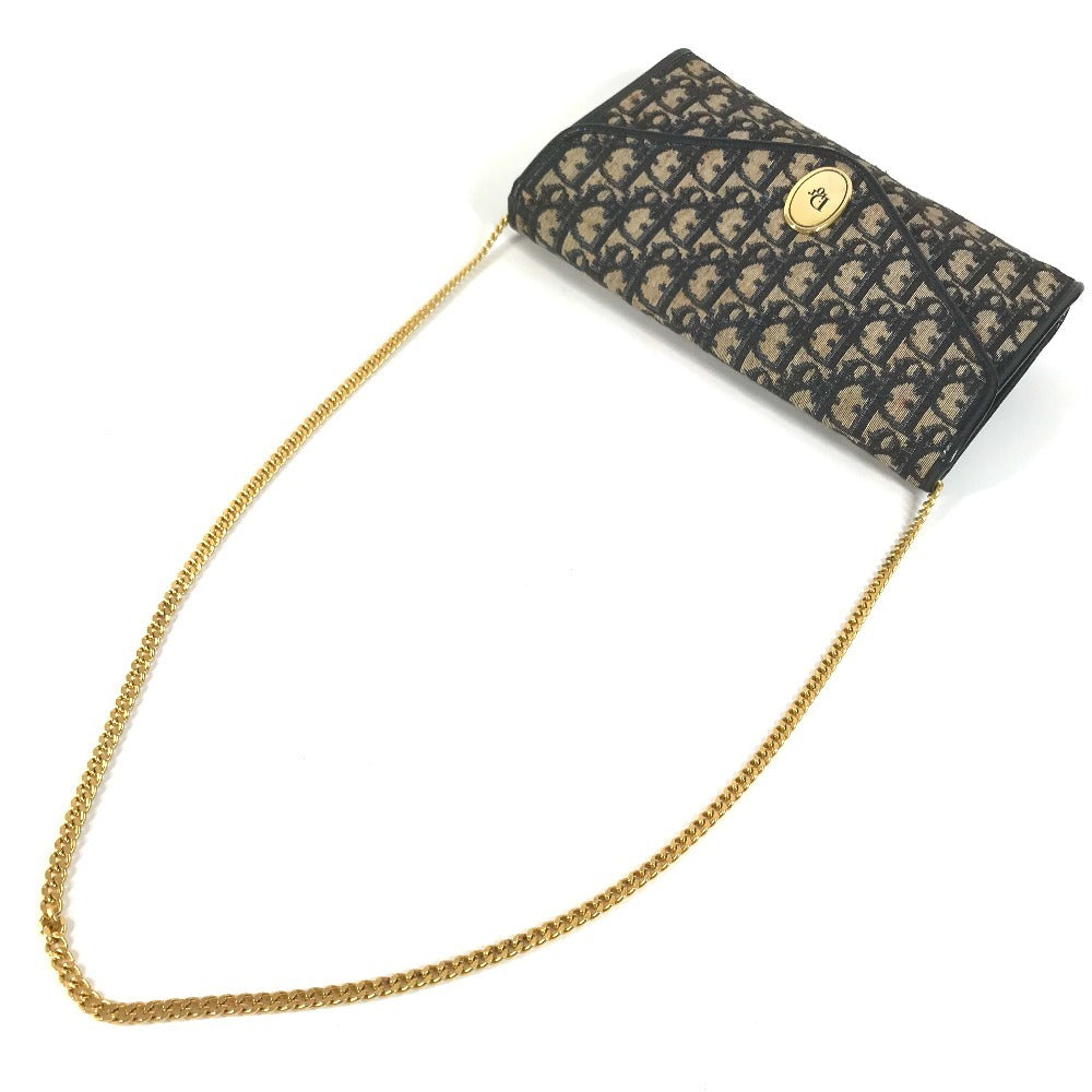 Dior vintage Trotter logo Shoulder bag, flap shoulder bag, 2-way bag, clutch bag Shoulder Bag Leather/Canvas Navy Used