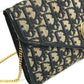 Dior vintage Trotter logo Shoulder bag, flap shoulder bag, 2-way bag, clutch bag Shoulder Bag Leather/Canvas Navy Used