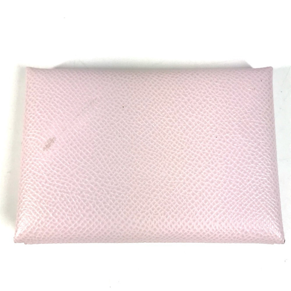 HERMES Business Card Holder Pass Case Calvi Duo Calvi Duo Card Case Coin Compartment Wallet coin purse Folded wallet Epsom mauve pail pink Used