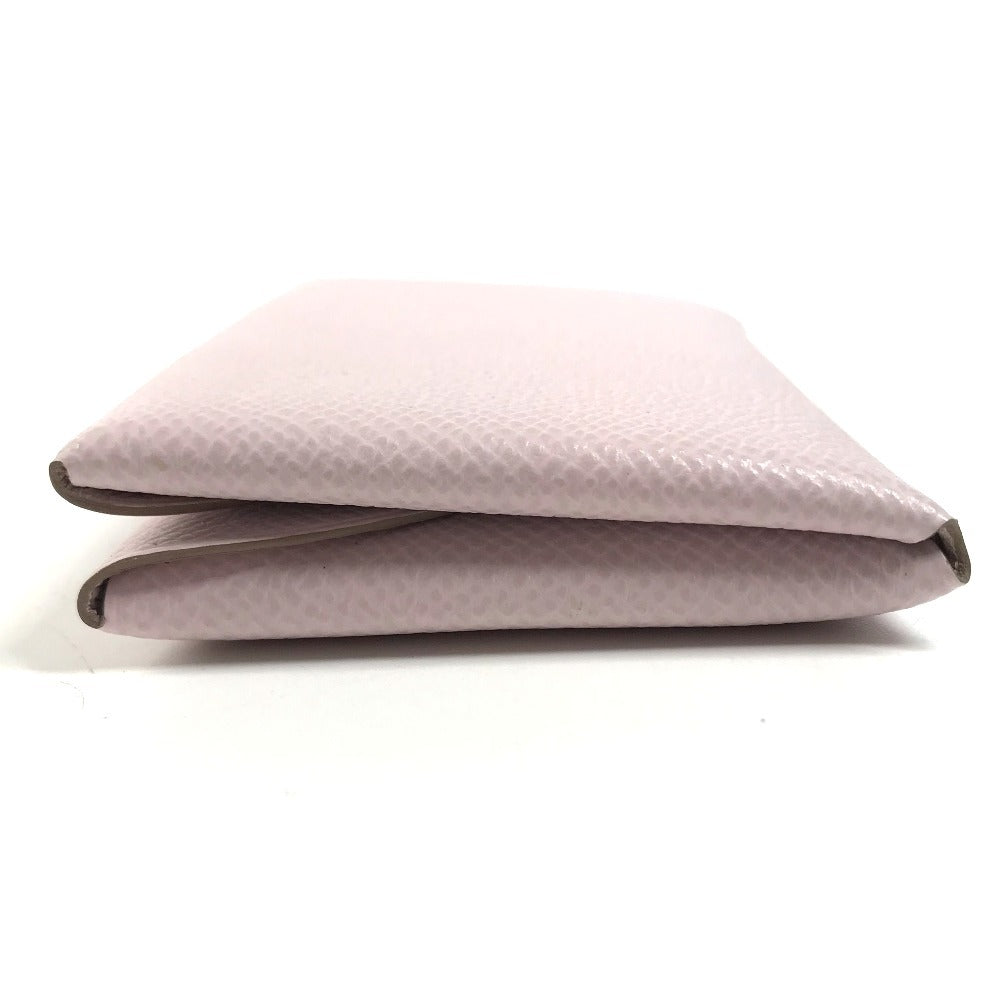 HERMES Business Card Holder Pass Case Calvi Duo Calvi Duo Card Case Coin Compartment Wallet coin purse Folded wallet Epsom mauve pail pink Used
