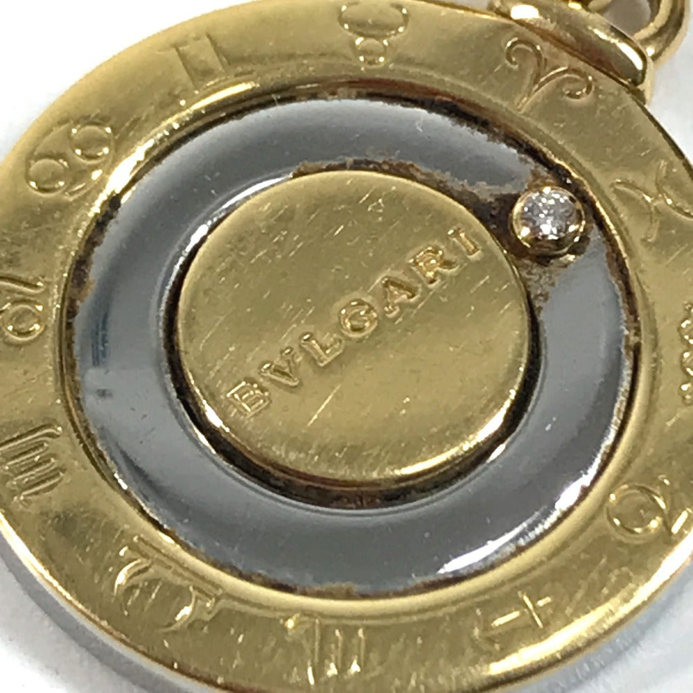 BVLGARI K18 Gold 18K 1PD Diamond Horoscope Logo Combination Necklace, Accessories, Jewelry Pendant top K18 / SS Gold/Silver Used