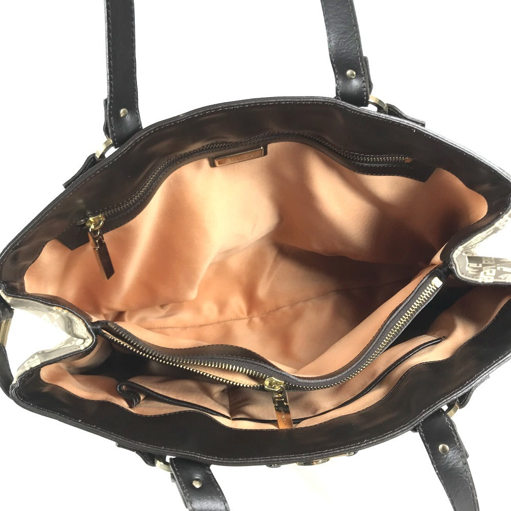 VERSACE Logo Medusa Shoulder Bag Tote Bag Shoulder Bag Leather/Canvas Beige/Brown Used