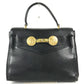 VERSACE vintage Logo Medusa Bag Flap Tote Bag Hand Bag Leather Black/Gold Used