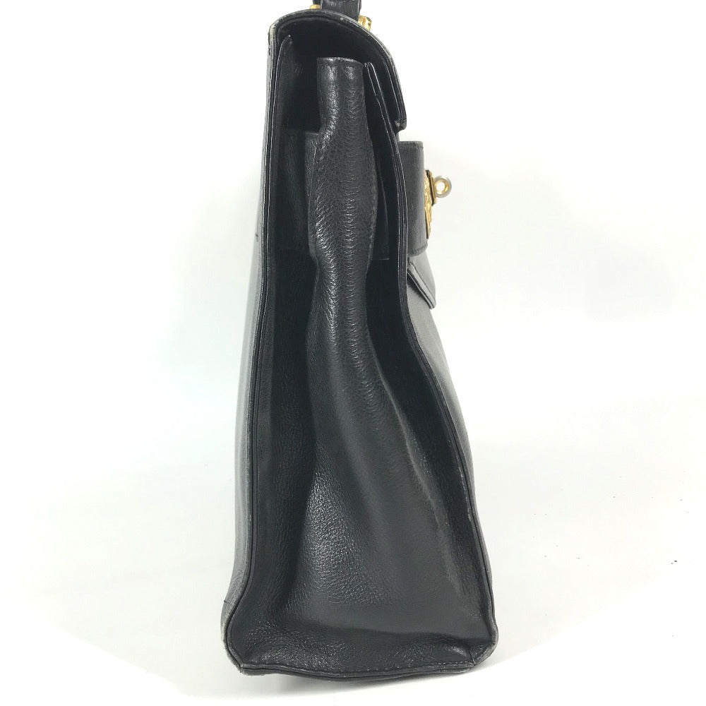 VERSACE vintage Logo Medusa Bag Flap Tote Bag Hand Bag Leather Black/Gold Used