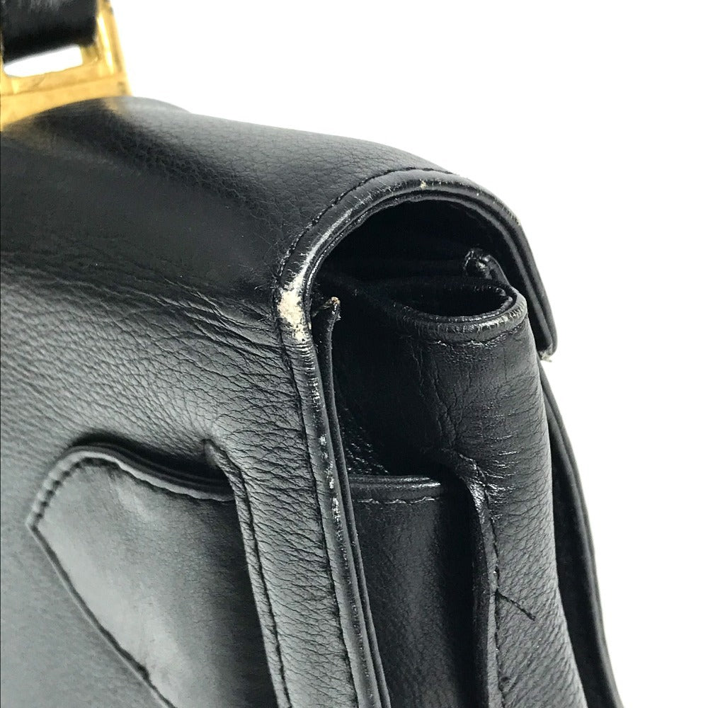 VERSACE vintage Logo Medusa Bag Flap Tote Bag Hand Bag Leather Black/Gold Used