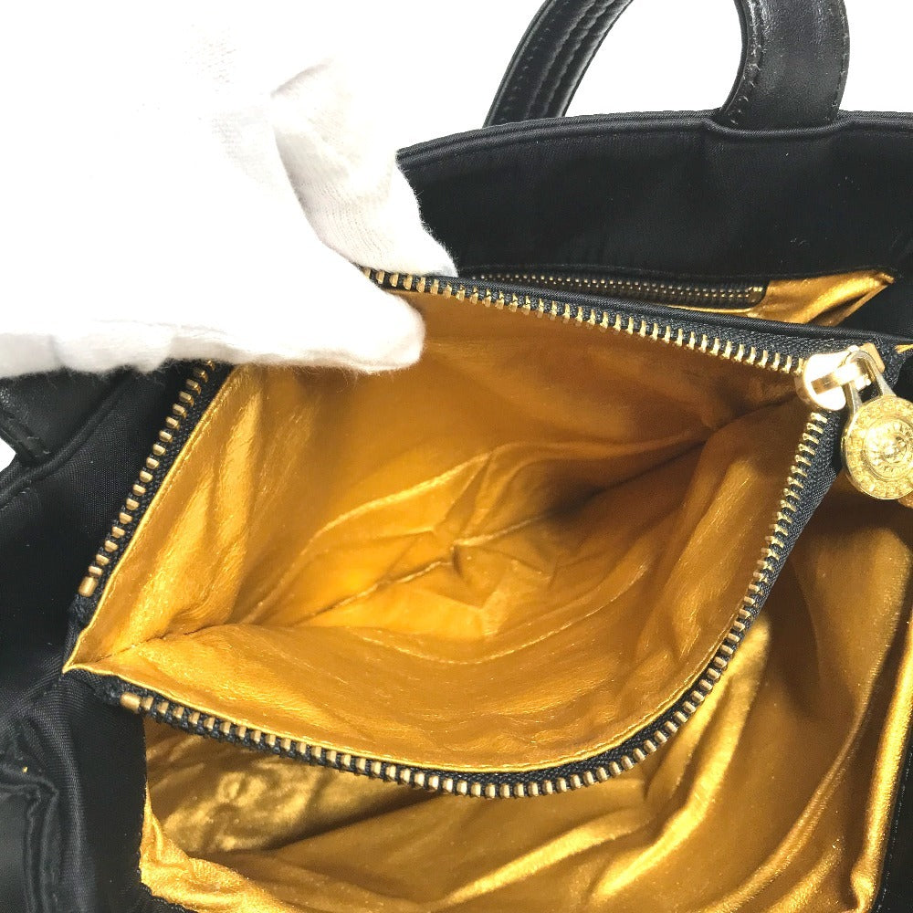 VERSACE vintage Logo Sunburst Chain Bag Shoulder Bag Tote Bag Double Chain Shoulder Bag Nylon / Leather Black/Gold Used
