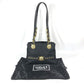 VERSACE vintage Logo Sunburst Chain Bag Shoulder Bag Tote Bag Double Chain Shoulder Bag Nylon / Leather Black/Gold Used