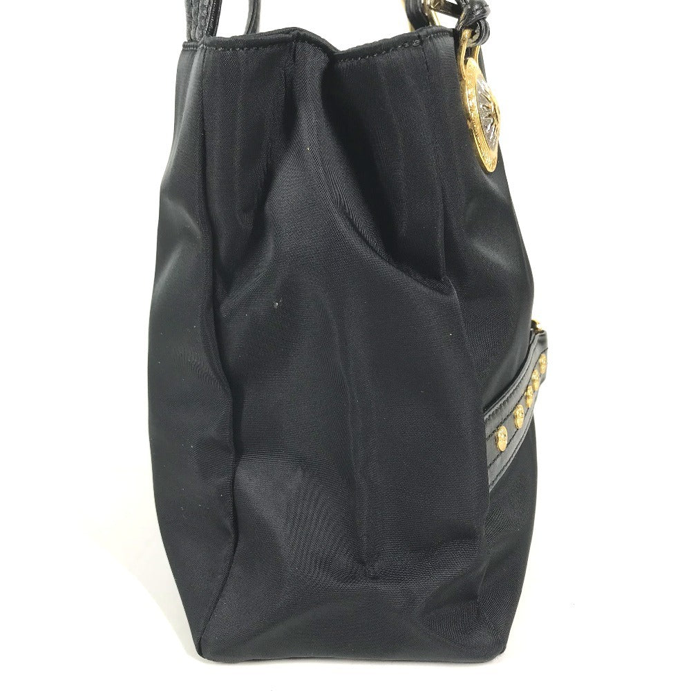 VERSACE vintage Logo Sunburst Chain Bag Shoulder Bag Tote Bag Double Chain Shoulder Bag Nylon / Leather Black/Gold Used