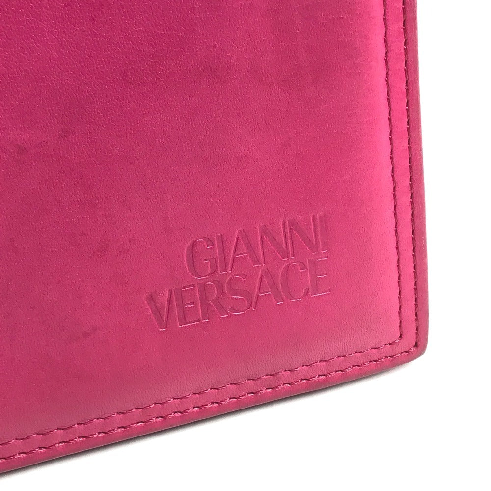VERSACE Rhinestone Bijoux Logo Flap Chain Bag Crossbody bag Pochette Shoulder Bag Leather pink/Gold Used