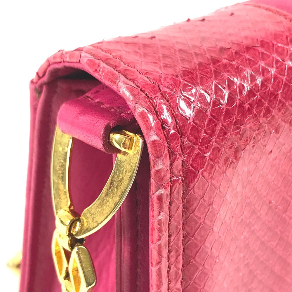 VERSACE Rhinestone Bijoux Logo Flap Chain Bag Crossbody bag Pochette Shoulder Bag Leather pink/Gold Used