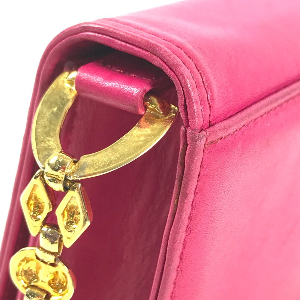 VERSACE Rhinestone Bijoux Logo Flap Chain Bag Crossbody bag Pochette Shoulder Bag Leather pink/Gold Used