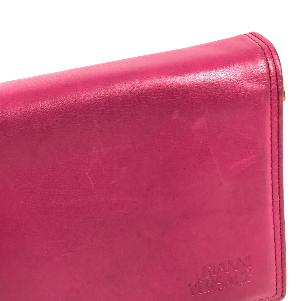 VERSACE Rhinestone Bijoux Logo Flap Chain Bag Crossbody bag Pochette Shoulder Bag Leather pink/Gold Used
