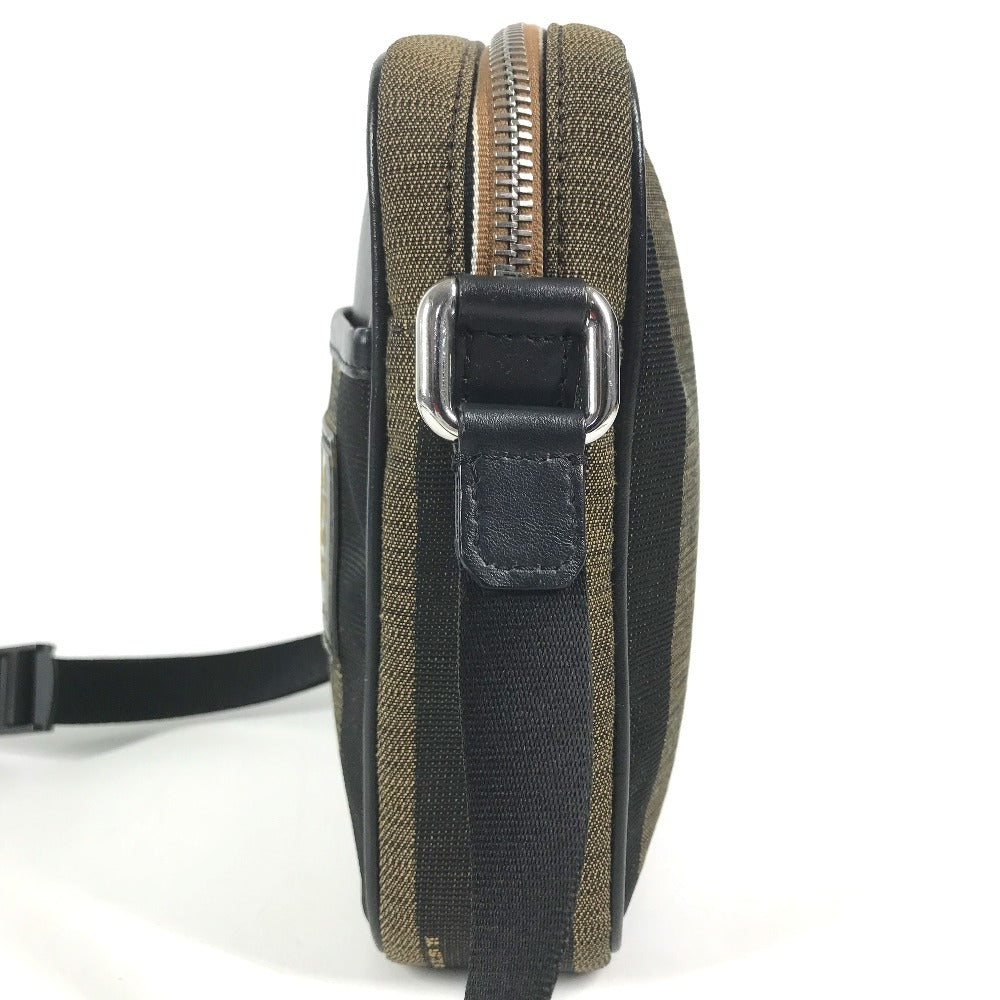 FENDI Pecan logo Crossbody Pochette bag Shoulder Bag Leather/Canvas Brown/Black Used