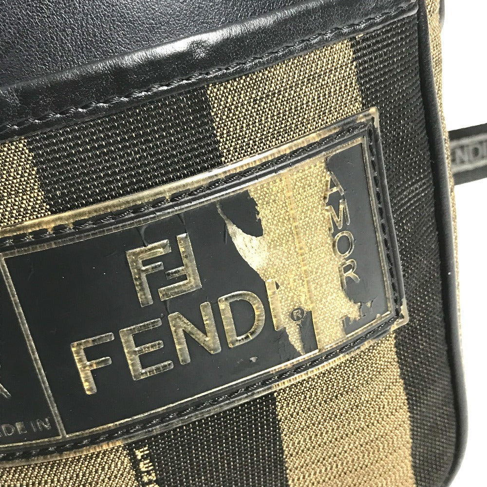 FENDI Pecan logo Crossbody Pochette bag Shoulder Bag Leather/Canvas Brown/Black Used