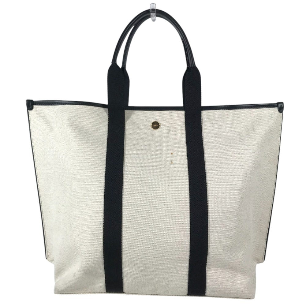 BALLY Logo Bicolor Shoulder Bag Tote Bag Shoulder Bag Leather/Canvas Black/Ivory Used