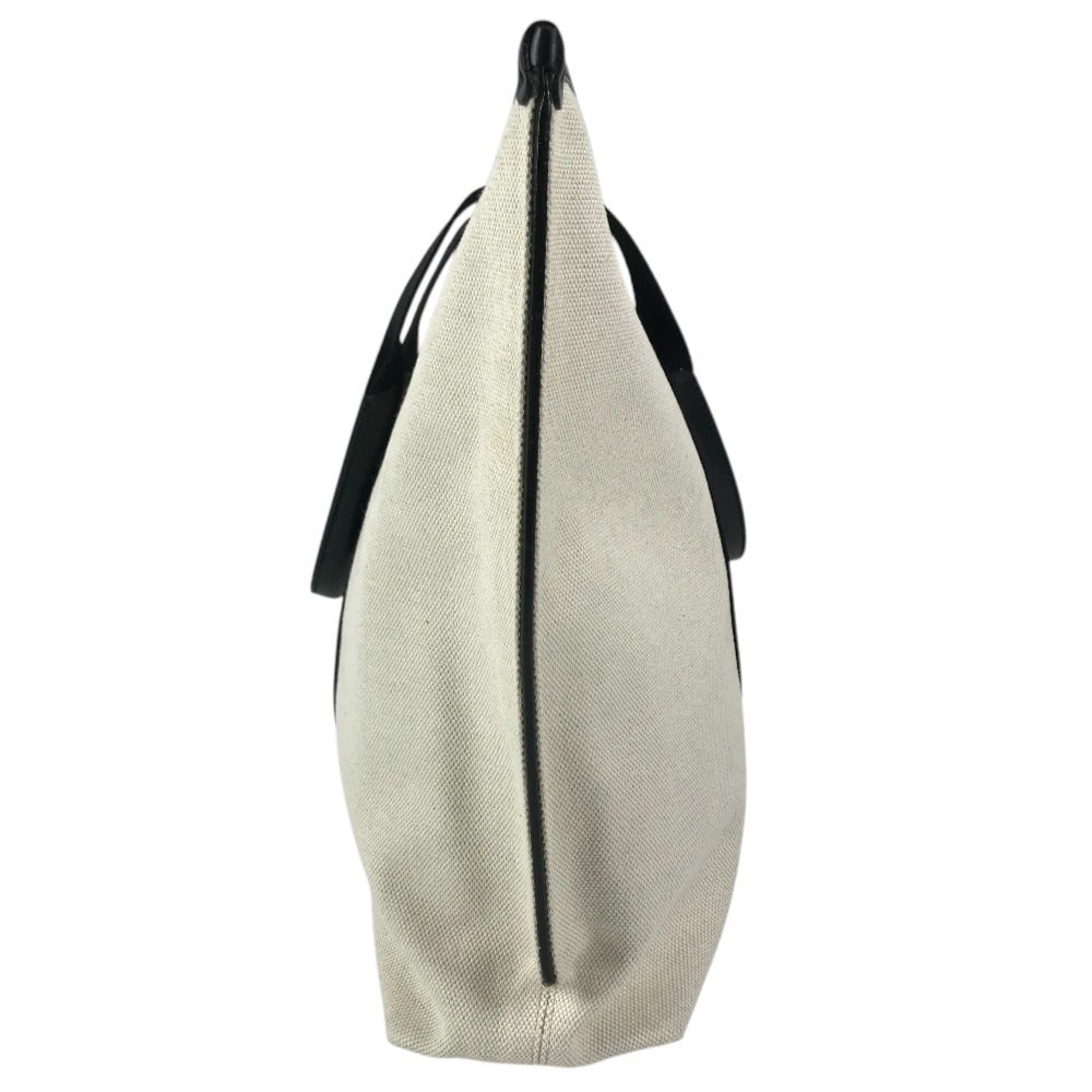 BALLY Logo Bicolor Shoulder Bag Tote Bag Shoulder Bag Leather/Canvas Black/Ivory Used