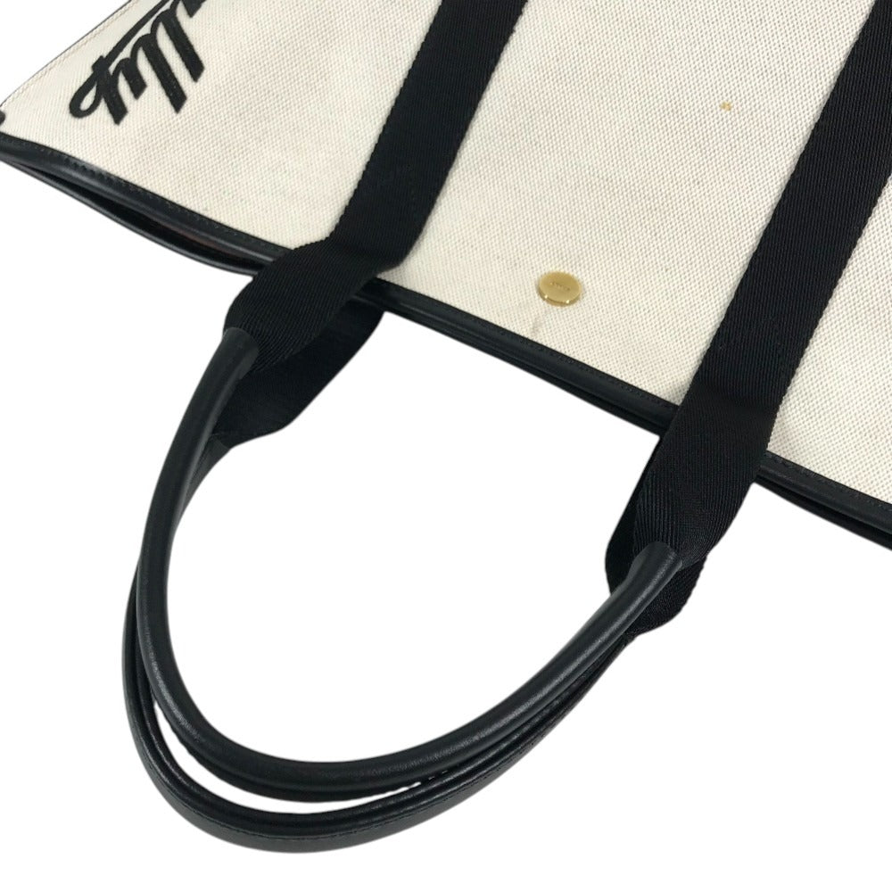 BALLY Logo Bicolor Shoulder Bag Tote Bag Shoulder Bag Leather/Canvas Black/Ivory Used