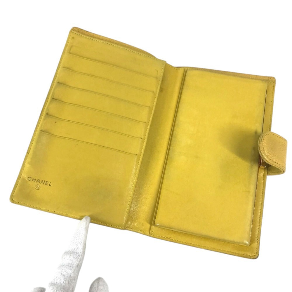 CHANEL Big Logo CC CC Mark long wallet bifold Long Wallet Caviar Leather yellow Used