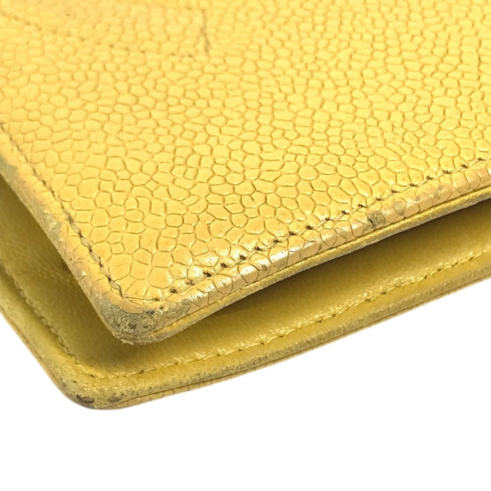CHANEL Big Logo CC CC Mark long wallet bifold Long Wallet Caviar Leather yellow Used