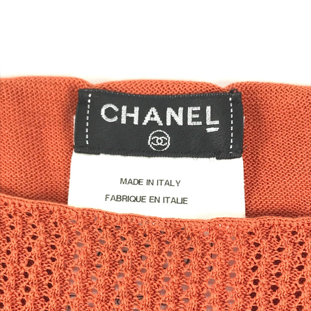 CHANEL P40715 CC Logo CC Mark Mesh apparel Dress cotton Orange Used