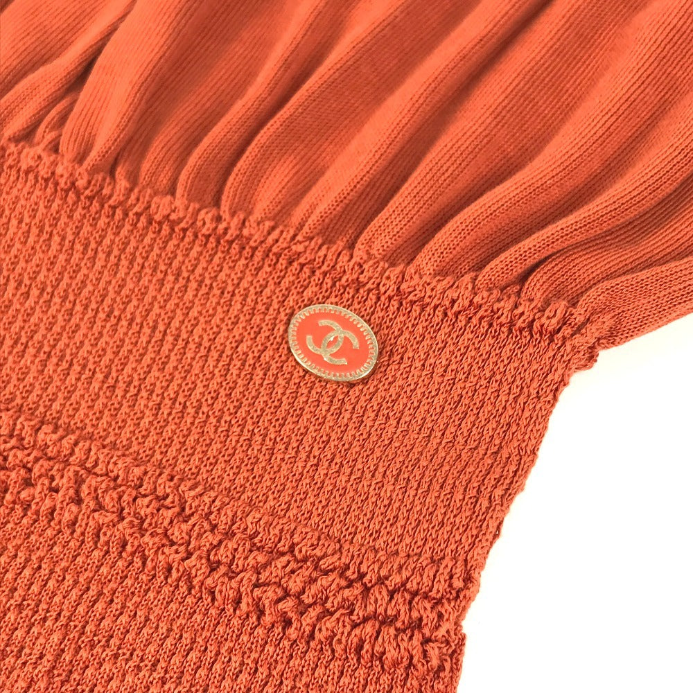 CHANEL P40715 CC Logo CC Mark Mesh apparel Dress cotton Orange Used