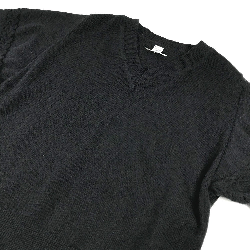 HERMES logo Apparel Long-sleeved tops Long-sleeved knit knit Cashmere Black Used